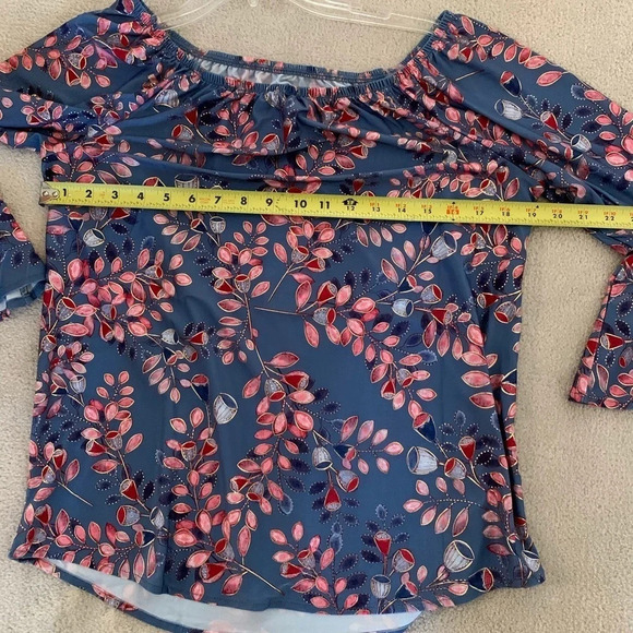 OFF Shoulder Boho Floral Print Flare Sleeves, M - Picture 8 of 16
